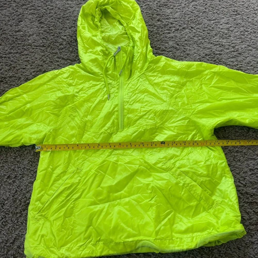 Nike Neon Green Yellow Packable Hooded Windbreaker Crop Jacket Semi Sheer S - Picture 8 of 8